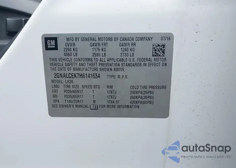 2017 Chevrolet Equinox Lt from USA, damaged, VIN 2GNALCEK7H6141634